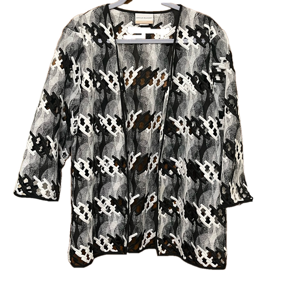 Alfred Dunner black and white cardigan.   XO